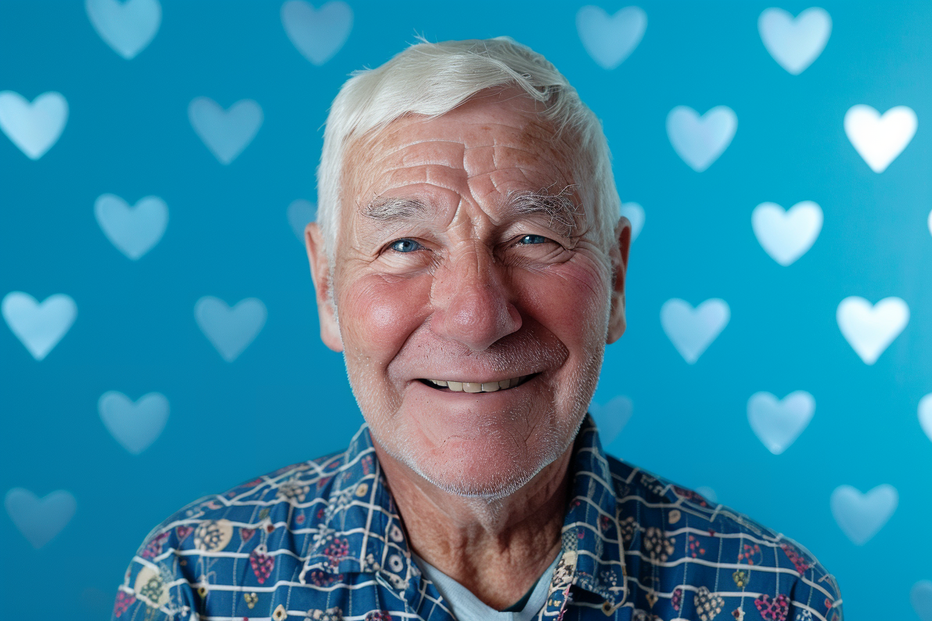 Image gratuite Grand-père caucasien satisfait fête des grands-pères fond bleu 3