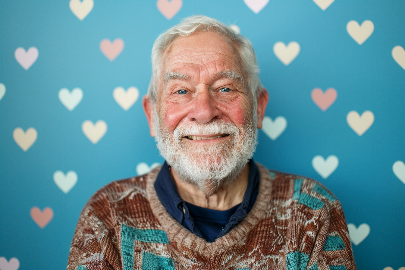 Image gratuite Grand-père caucasien satisfait fête des grands-pères fond bleu 4
