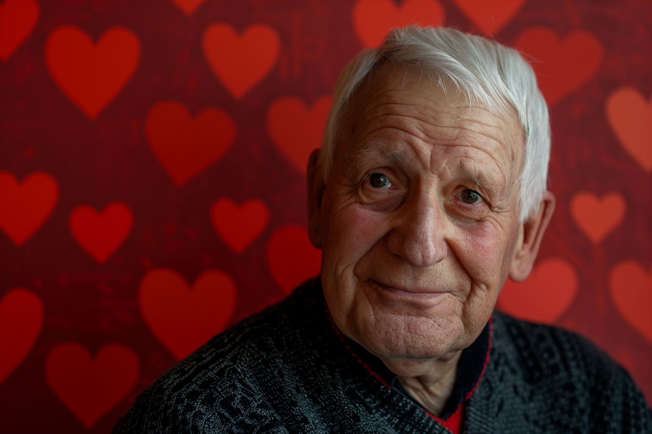 Image gratuite Grand-père caucasien satisfait fête des grands-pères fond rouge 1