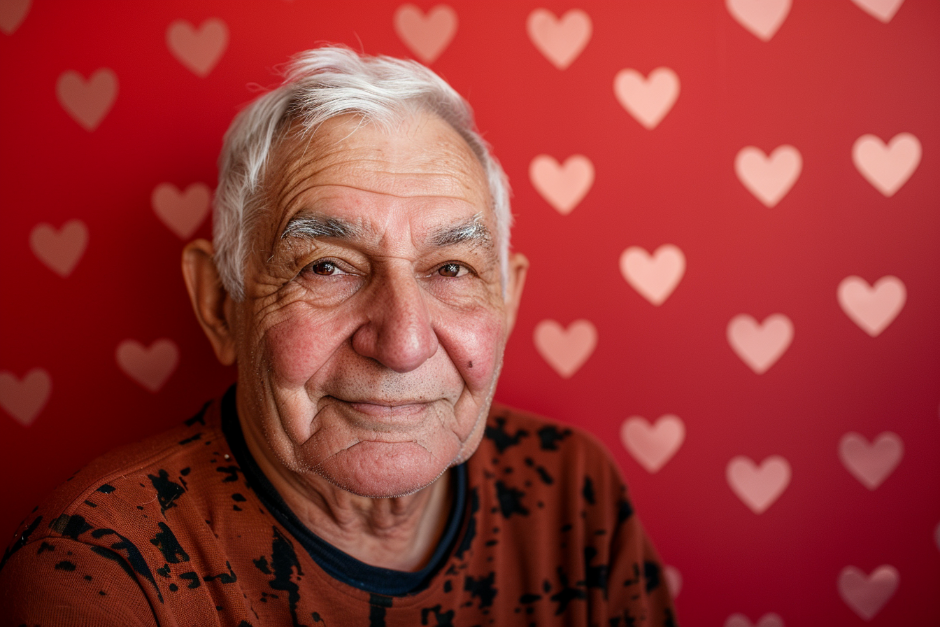 Image gratuite Grand-père caucasien satisfait fête des grands-pères fond rouge 2