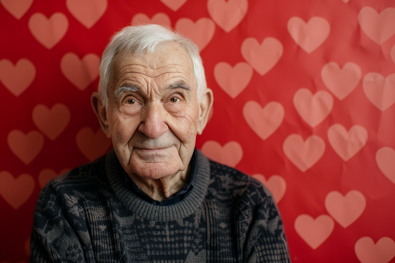 Image gratuite Grand-père caucasien satisfait fête des grands-pères fond rouge 3