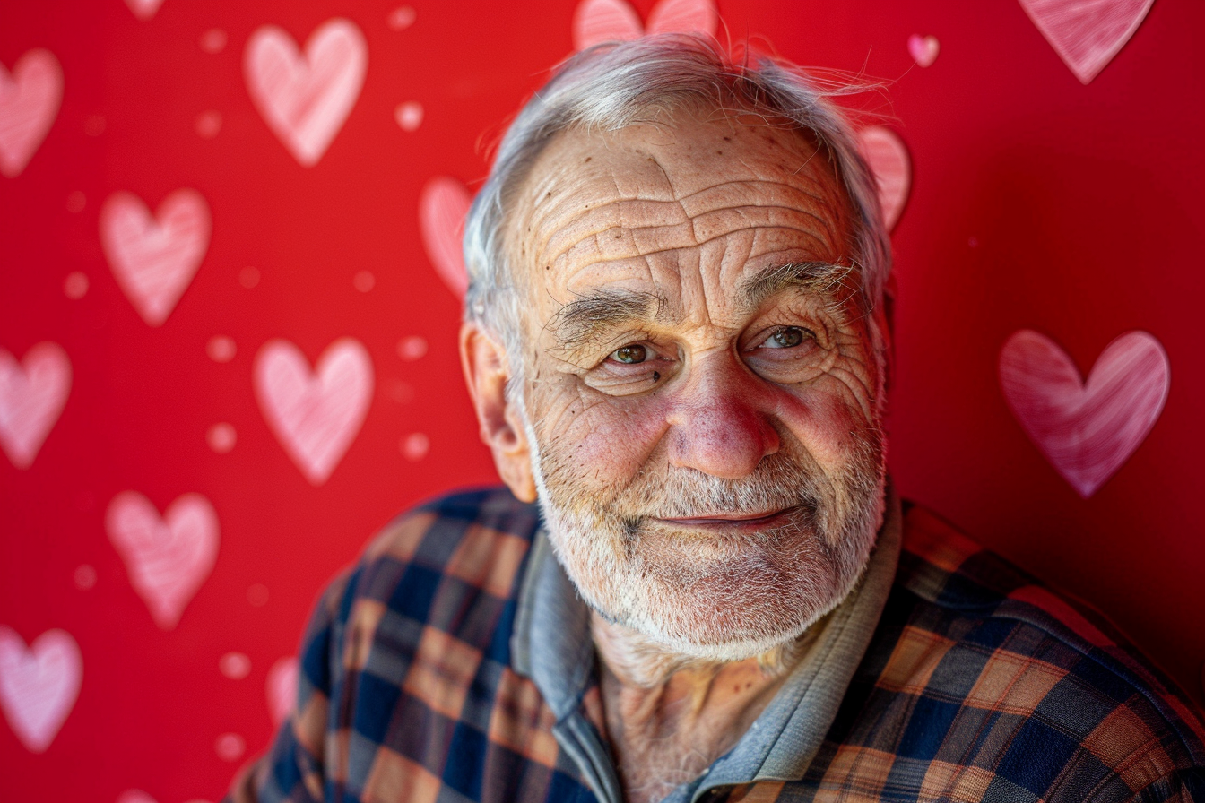 Image gratuite Grand-père caucasien satisfait fête des grands-pères fond rouge 4