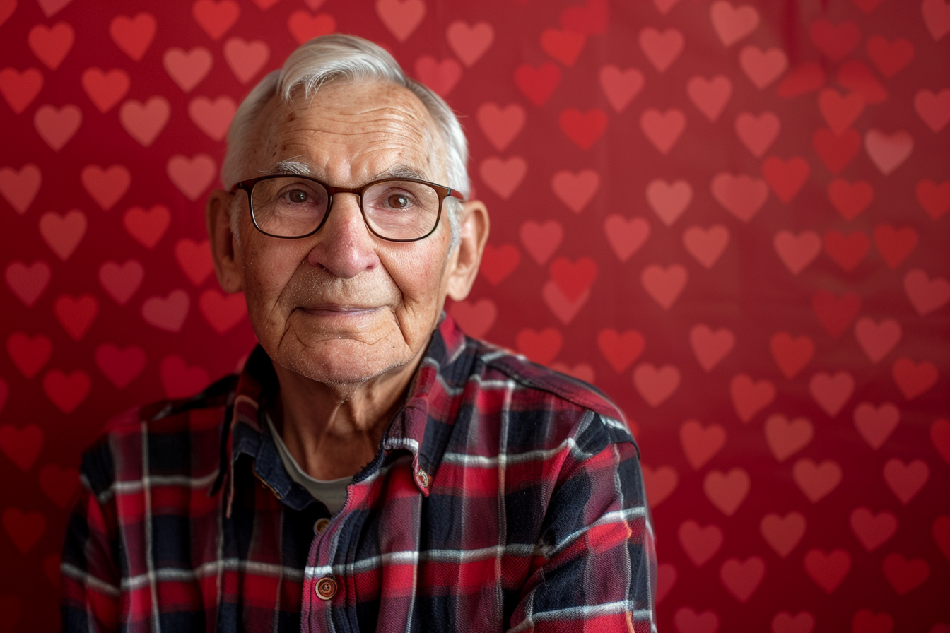 Image gratuite Grand-père caucasien satisfait fête des grands-pères fond rouge 5
