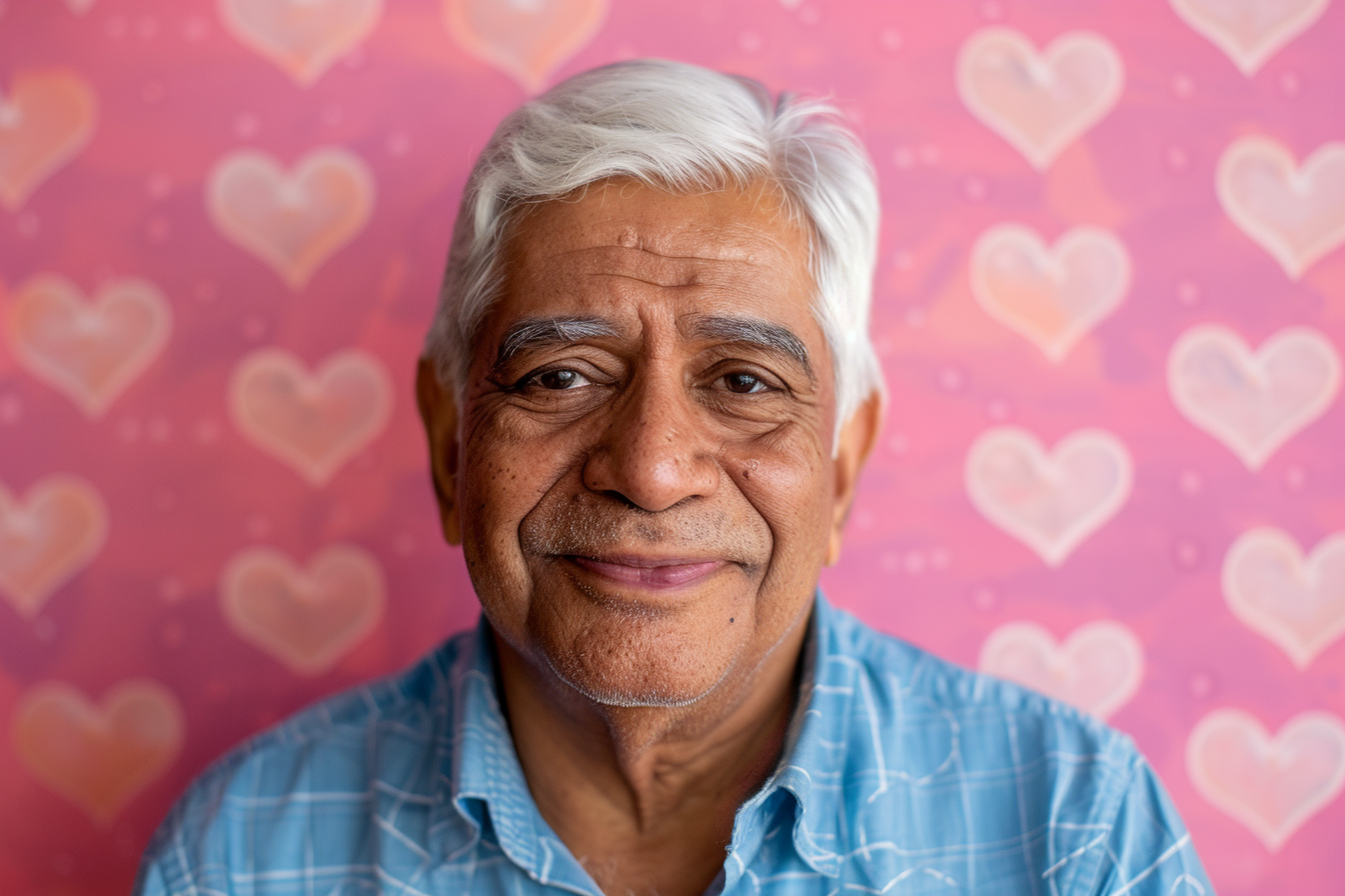 Image gratuite Grand-père indien satisfait fête des grands-pères fond rose 1