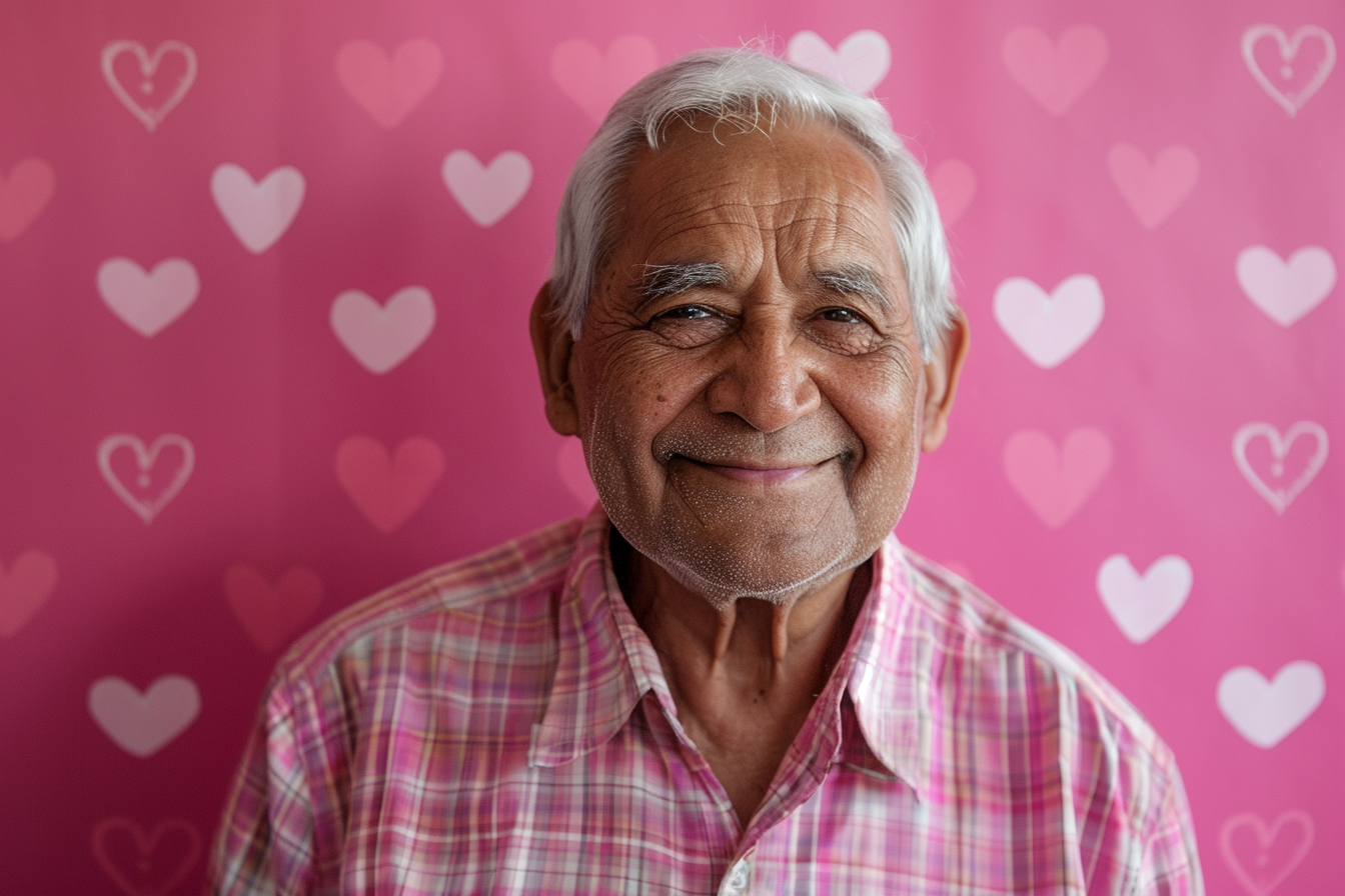 Image gratuite Grand-père indien satisfait fête des grands-pères fond rose 2
