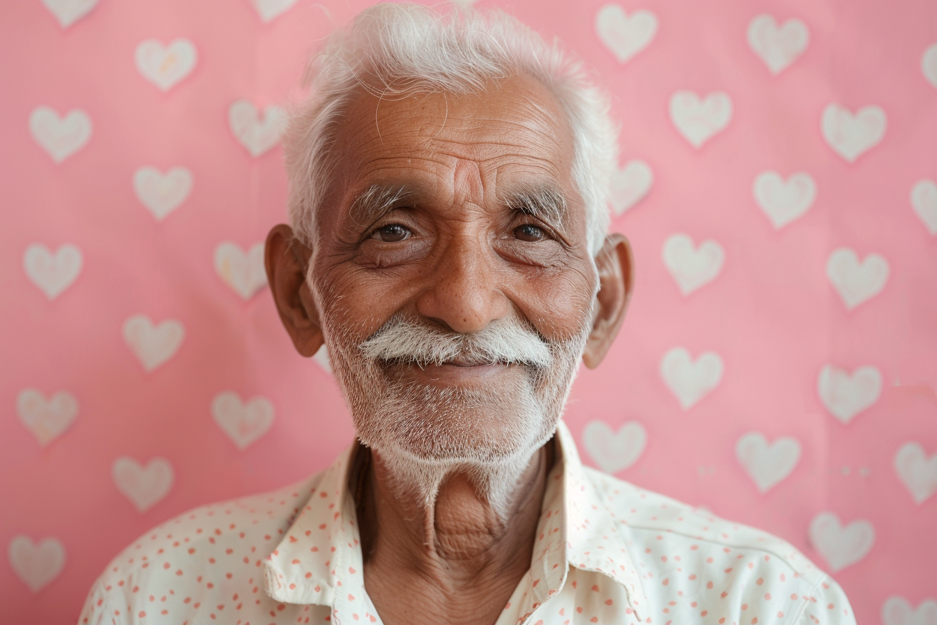 Image gratuite Grand-père indien satisfait fête des grands-pères fond rose 3