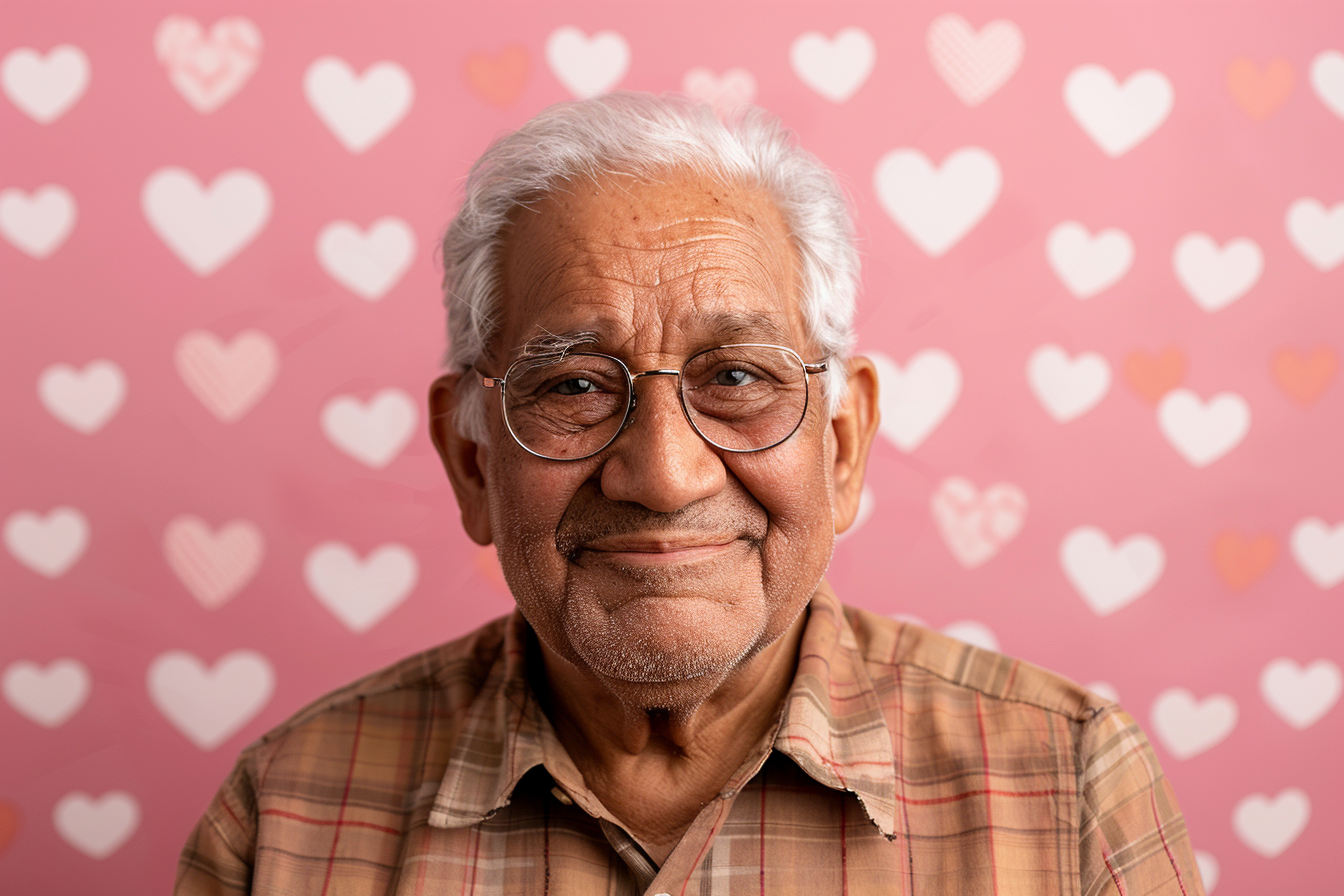 Image gratuite Grand-père indien satisfait fête des grands-pères fond rose 4