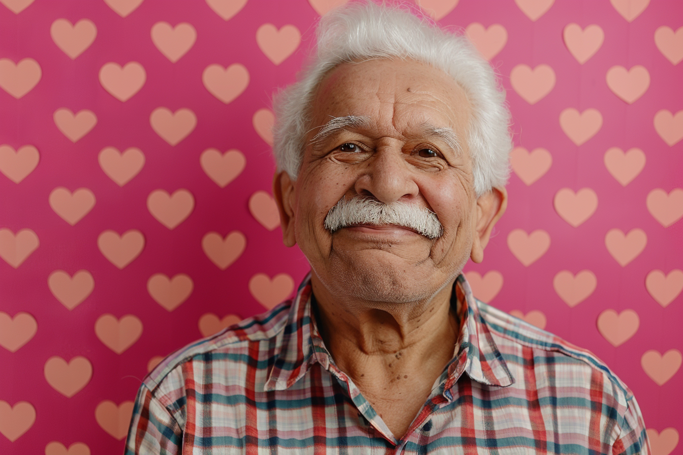 Image gratuite Grand-père indien satisfait fête des grands-pères fond rose 5