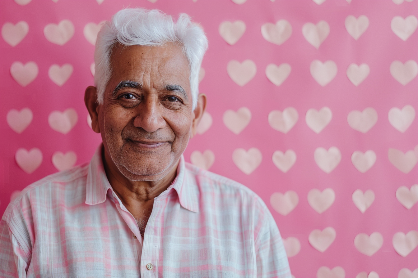 Image gratuite Grand-père indien satisfait fête des grands-pères fond rose 6