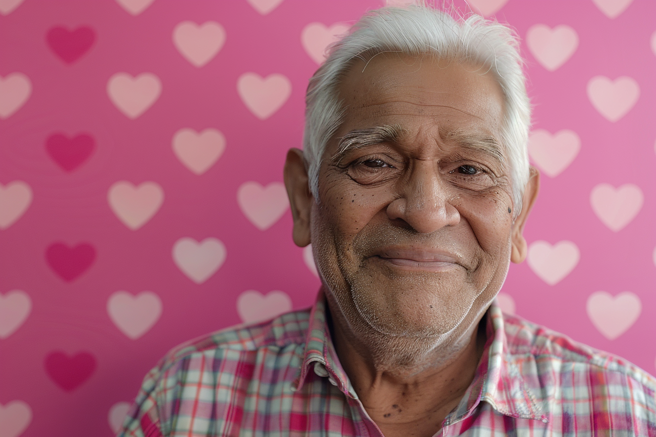 Image gratuite Grand-père indien satisfait fête des grands-pères fond rose 7