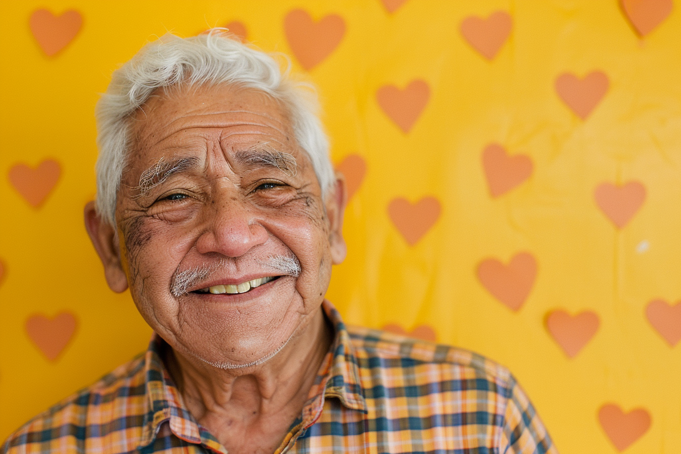 Image gratuite Grand-père latino joyeux fête des grands-pères fond jaune 3