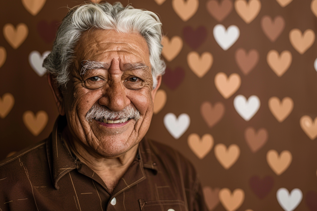 Image gratuite Grand-père latino joyeux fête des grands-pères fond marron 1