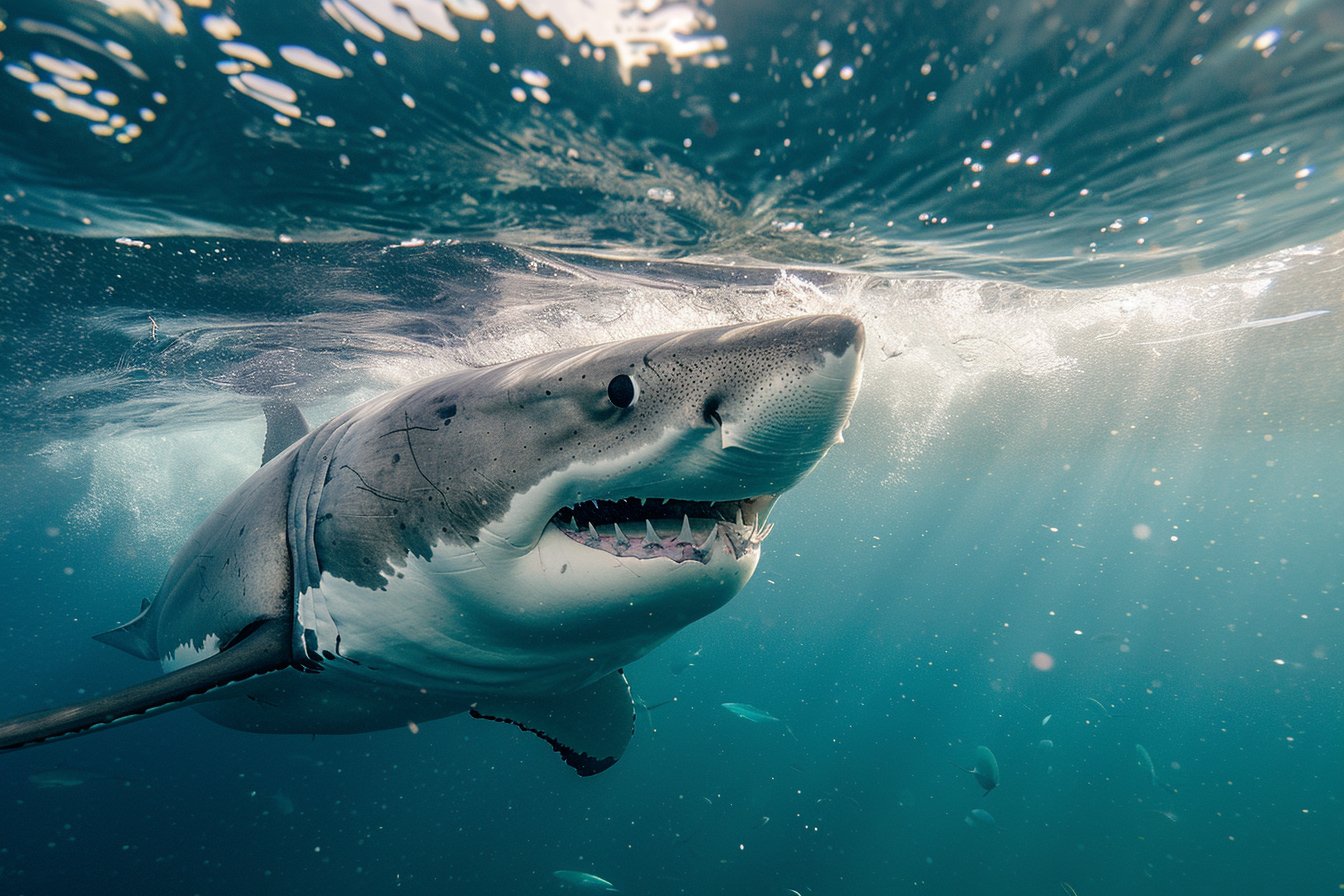 Image gratuite Grand requin blanc en surface 1