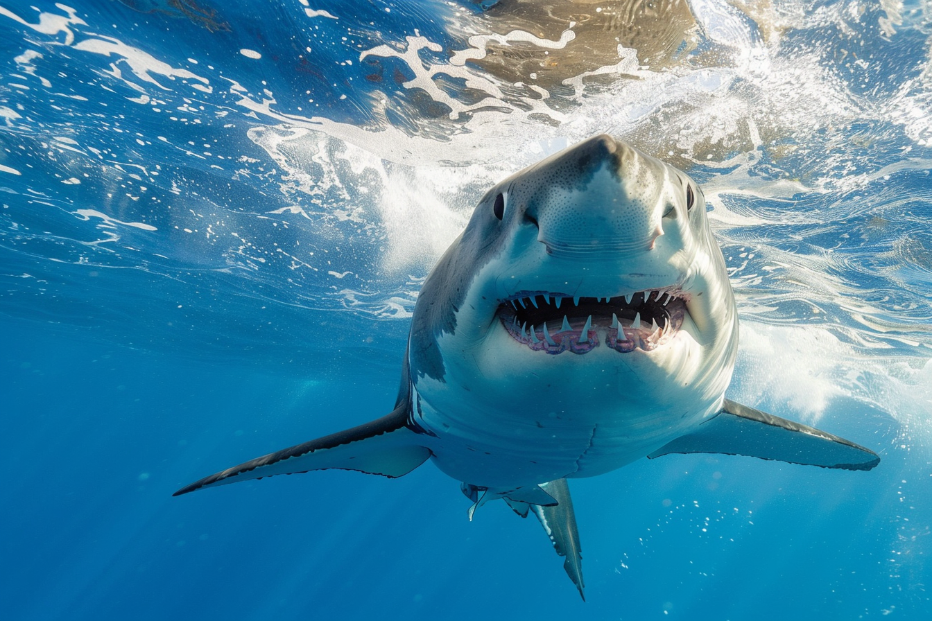 Image gratuite Grand requin blanc en surface 2