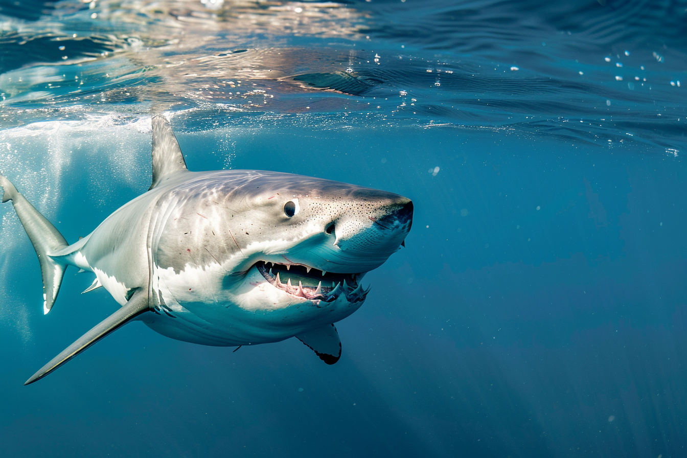 Image gratuite Grand requin blanc en surface 3