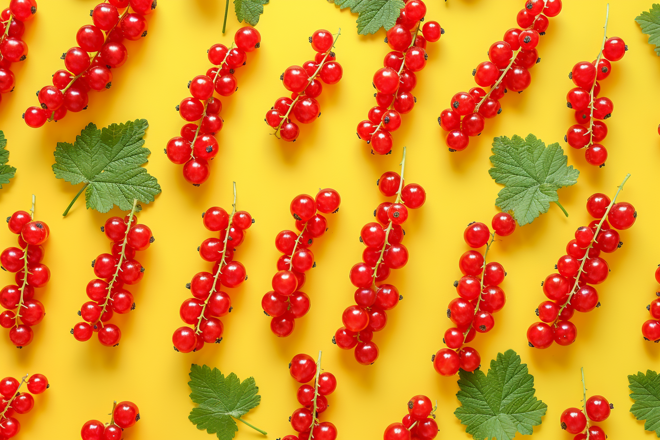 Image gratuite Grappe de groseilles sur fond pastel 2