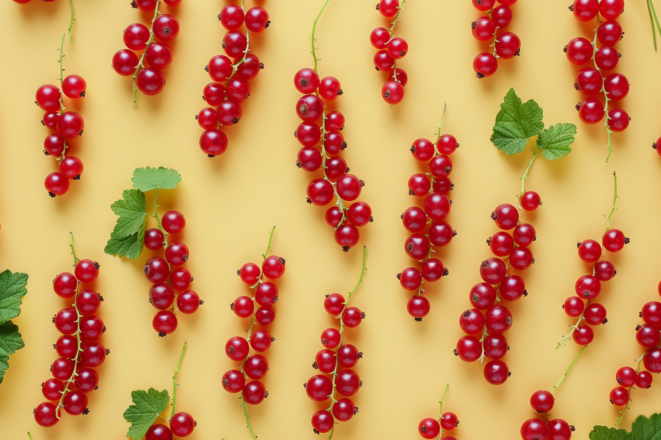 Image gratuite Grappe de groseilles sur fond pastel 3