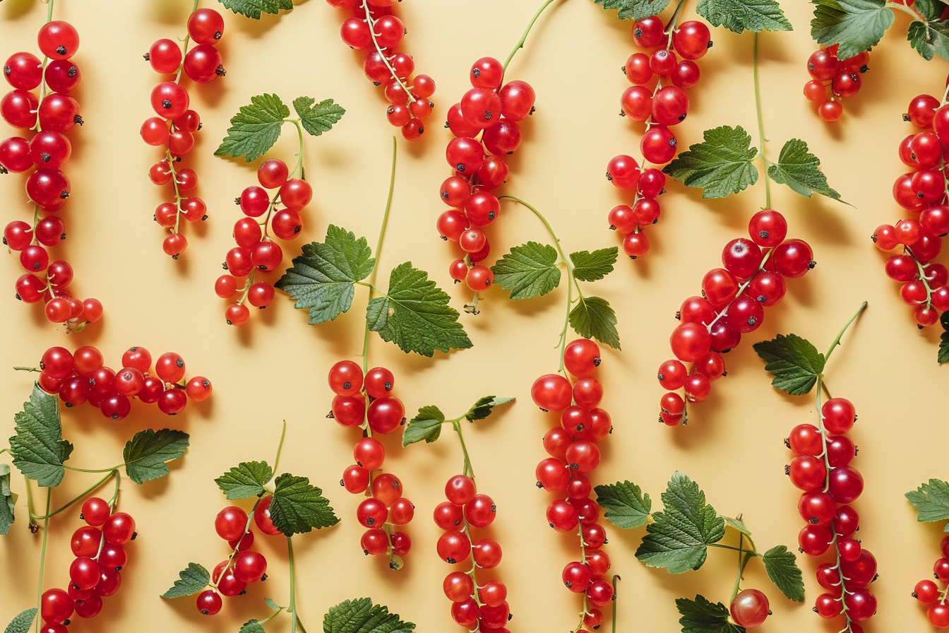 Image gratuite Grappe de groseilles sur fond pastel 6