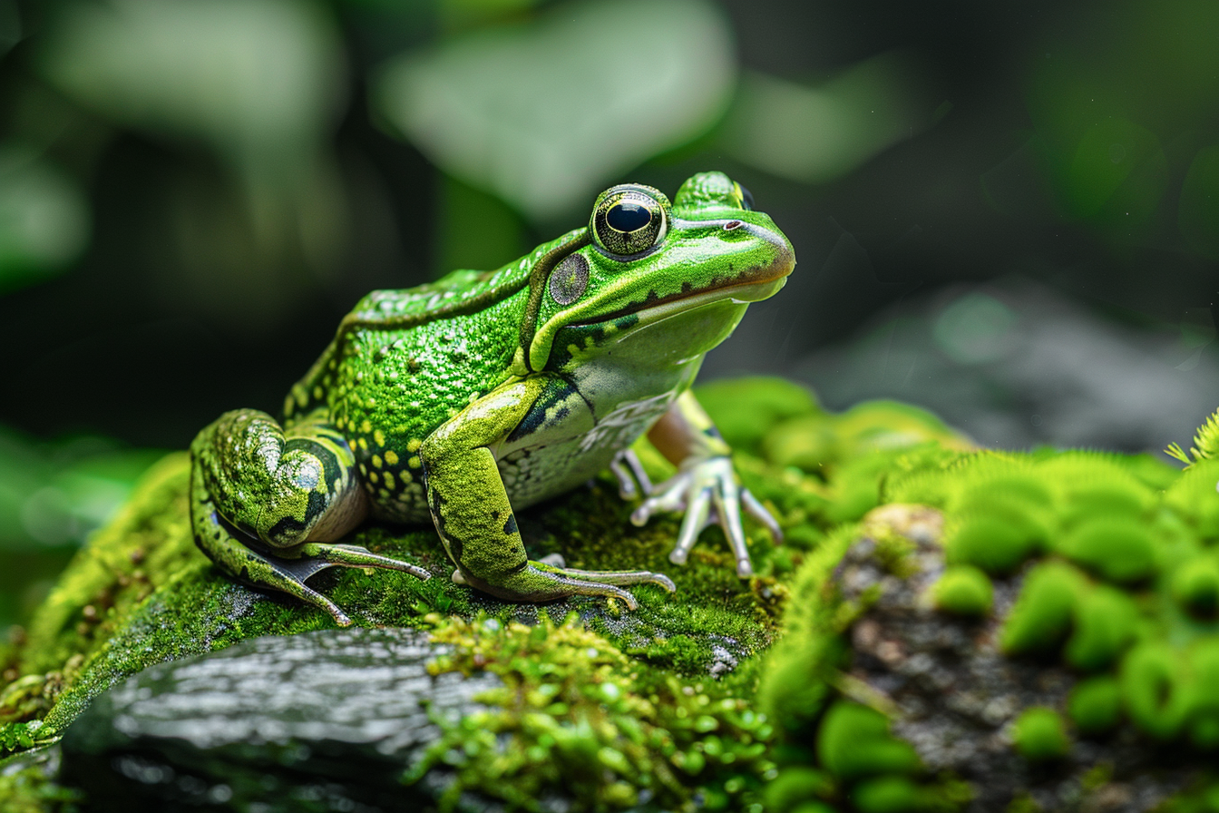 Image gratuite Grenouille observant étang matinal 3