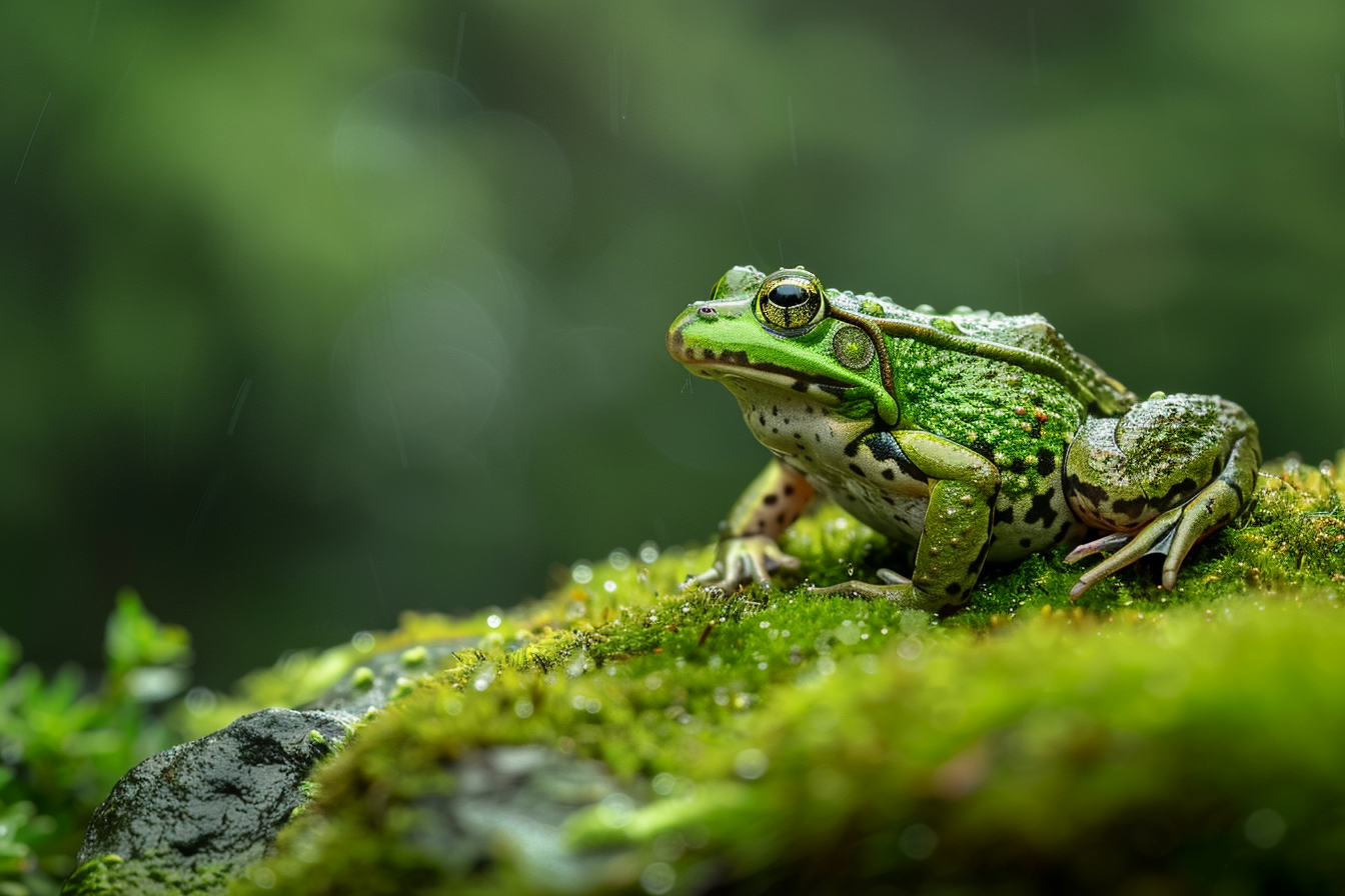 Image gratuite Grenouille observant étang matinal 5