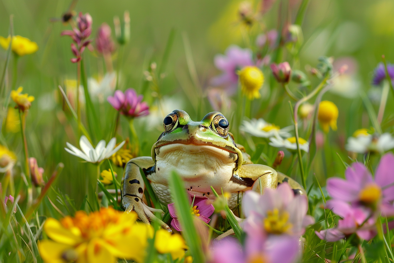 Image gratuite Grenouille parmi fleurs sauvages 4