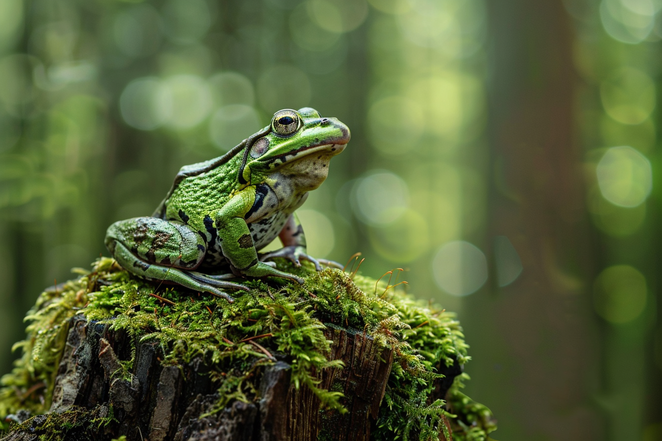 Image gratuite Grenouille perchée sur souche 1