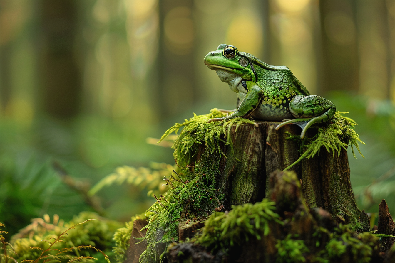 Image gratuite Grenouille perchée sur souche 2