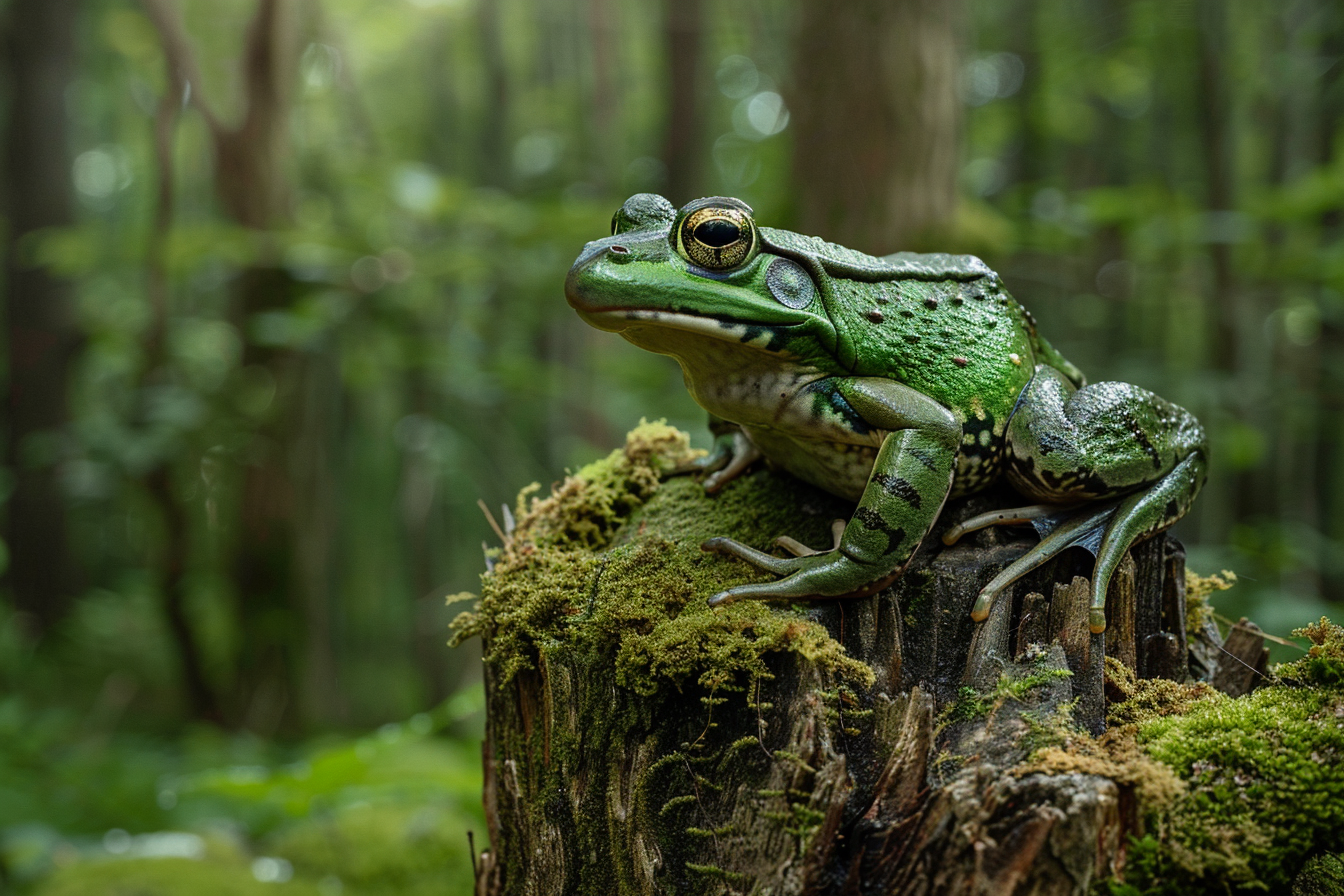 Image gratuite Grenouille perchée sur souche 3