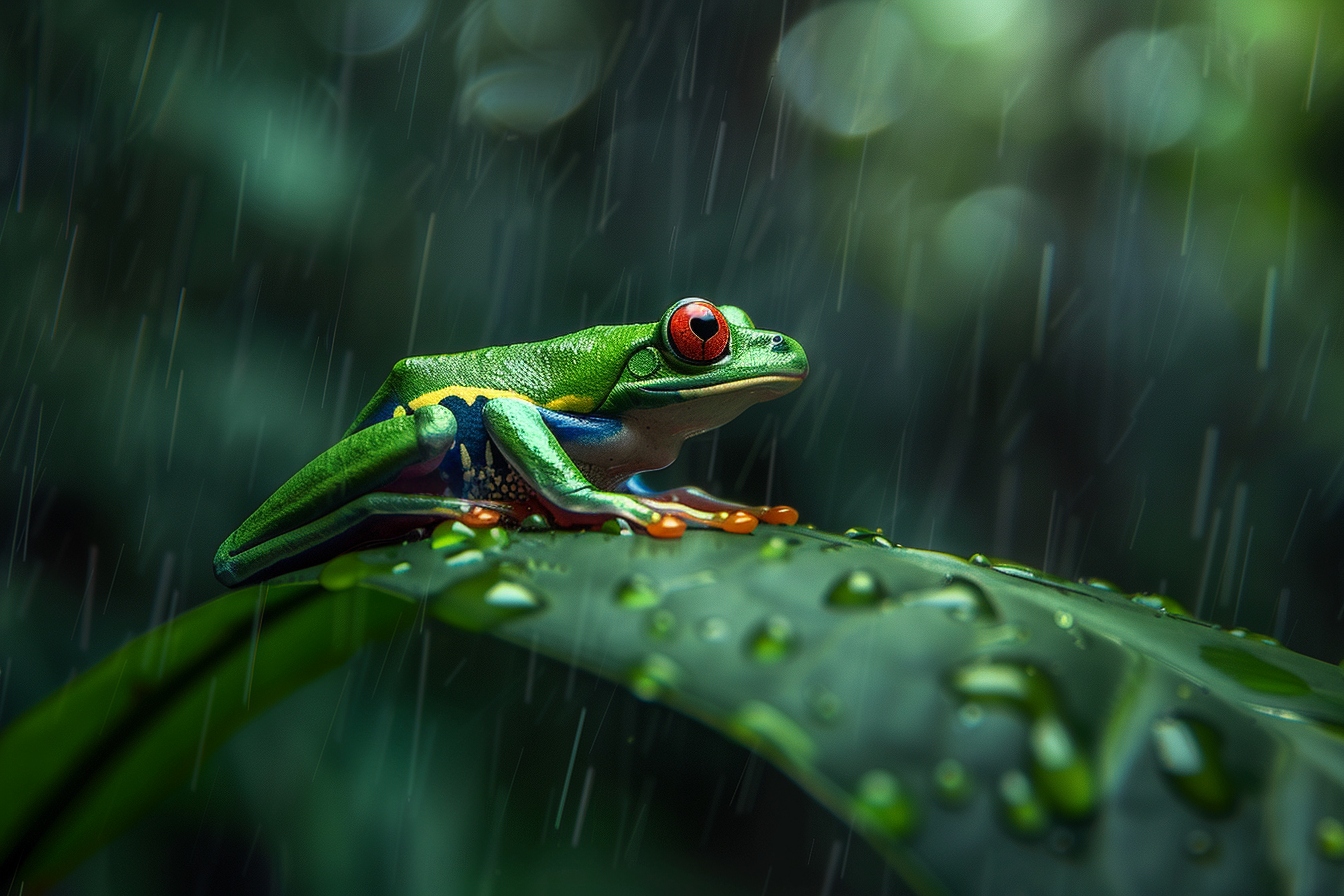 Image gratuite Grenouille sous la pluie 1