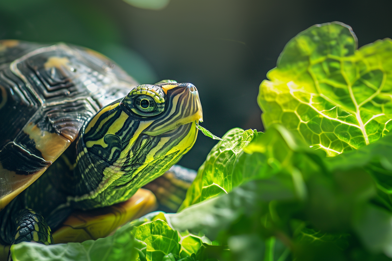 Image gratuite Gros plan d&rsquo;une tortue dégustant de la laitue 5