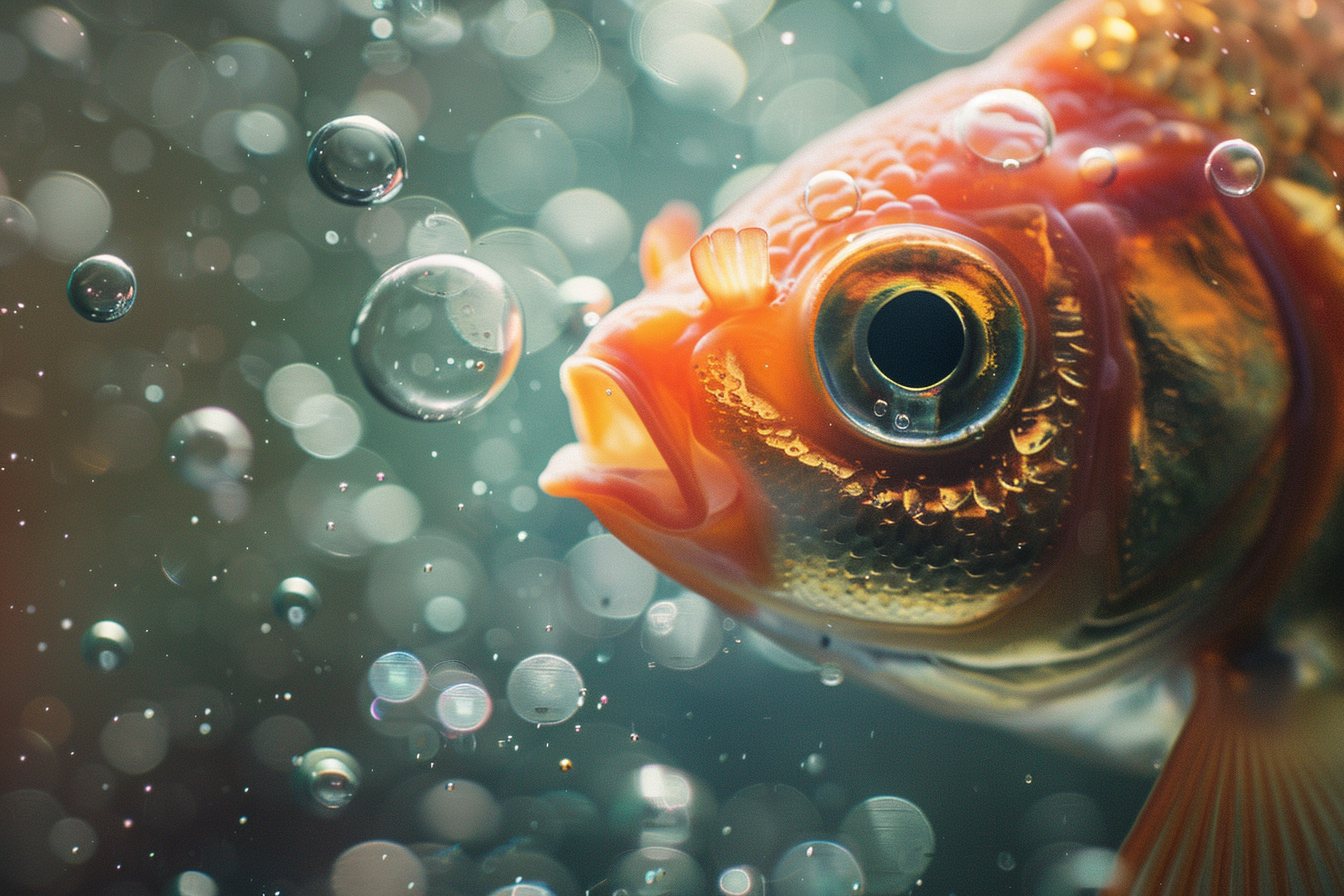 Image gratuite Gros plan de poisson rouge avec bulles 2