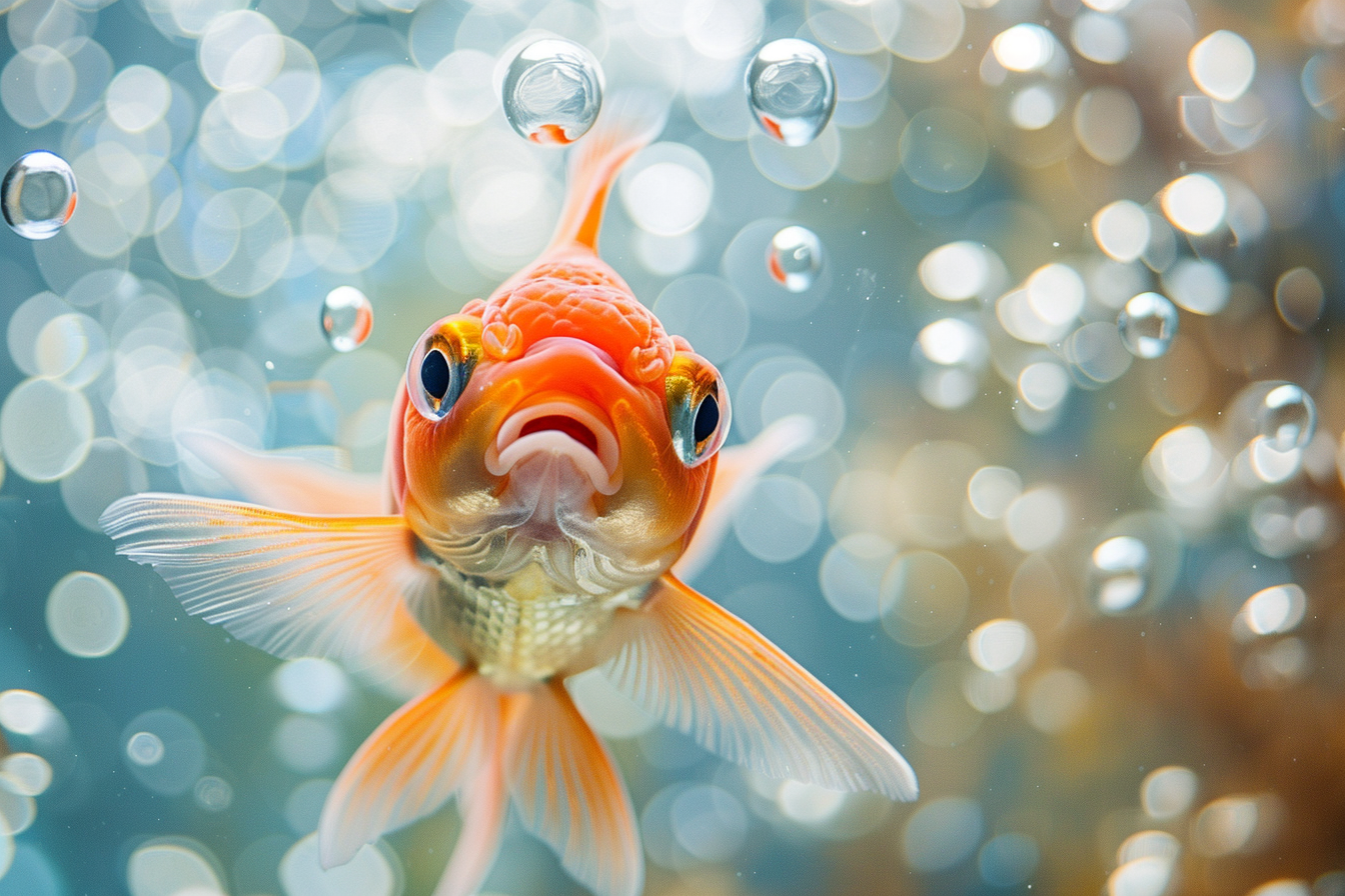 Image gratuite Gros plan de poisson rouge avec bulles 3