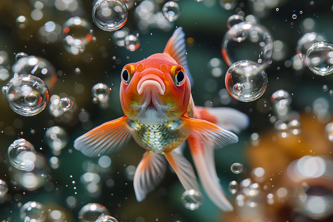 Image gratuite Gros plan de poisson rouge avec bulles 5