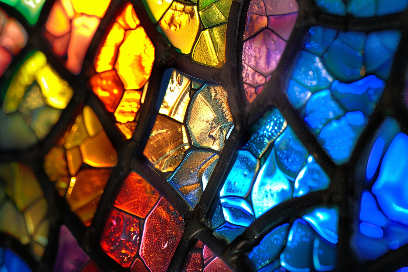 Image gratuite Gros plan intense couleurs, motifs vitrail 1