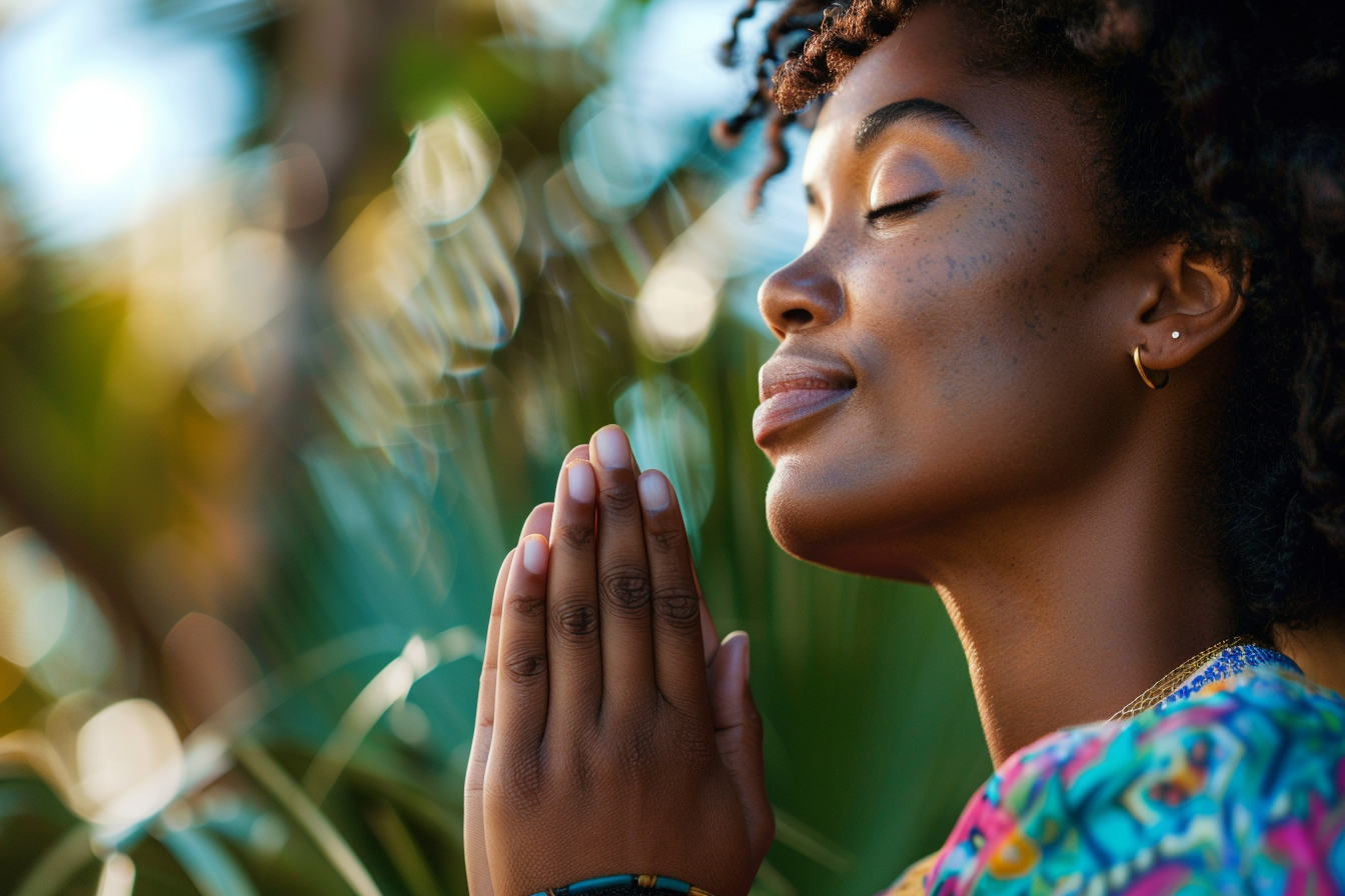 Image gratuite Gros plan mains femme prière, arrière-plan serein 4