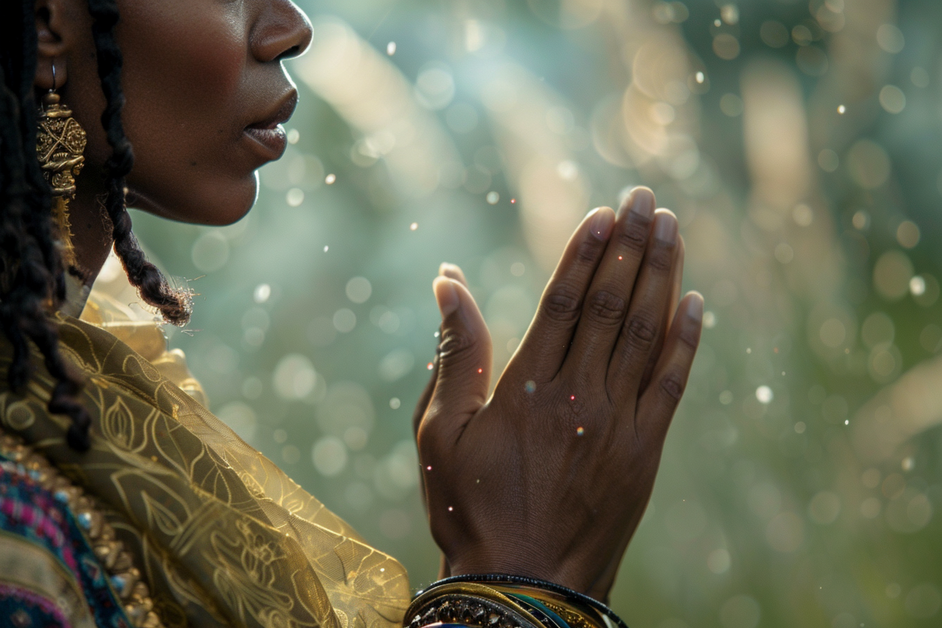 Image gratuite Gros plan mains femme prière, arrière-plan serein 5