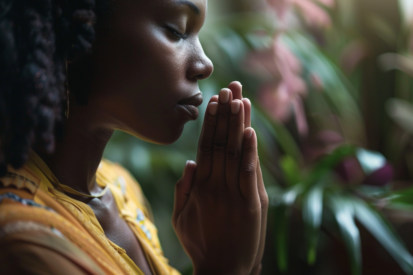 Image gratuite Gros plan mains femme prière, arrière-plan serein 6