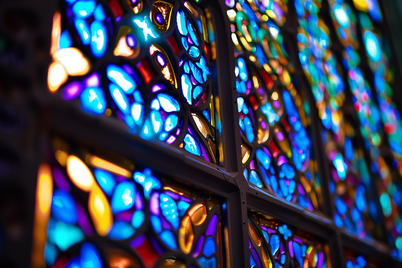 Image gratuite Gros plan motifs vitraux, chapelle 1