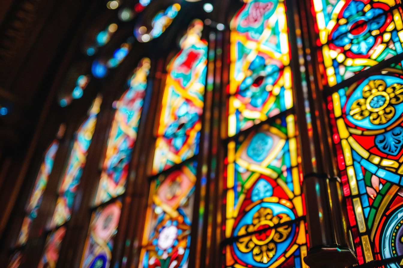 Image gratuite Gros plan motifs vitraux, chapelle 2