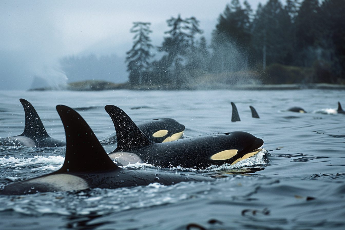 Image gratuite Groupe d&rsquo;orques nageant 1