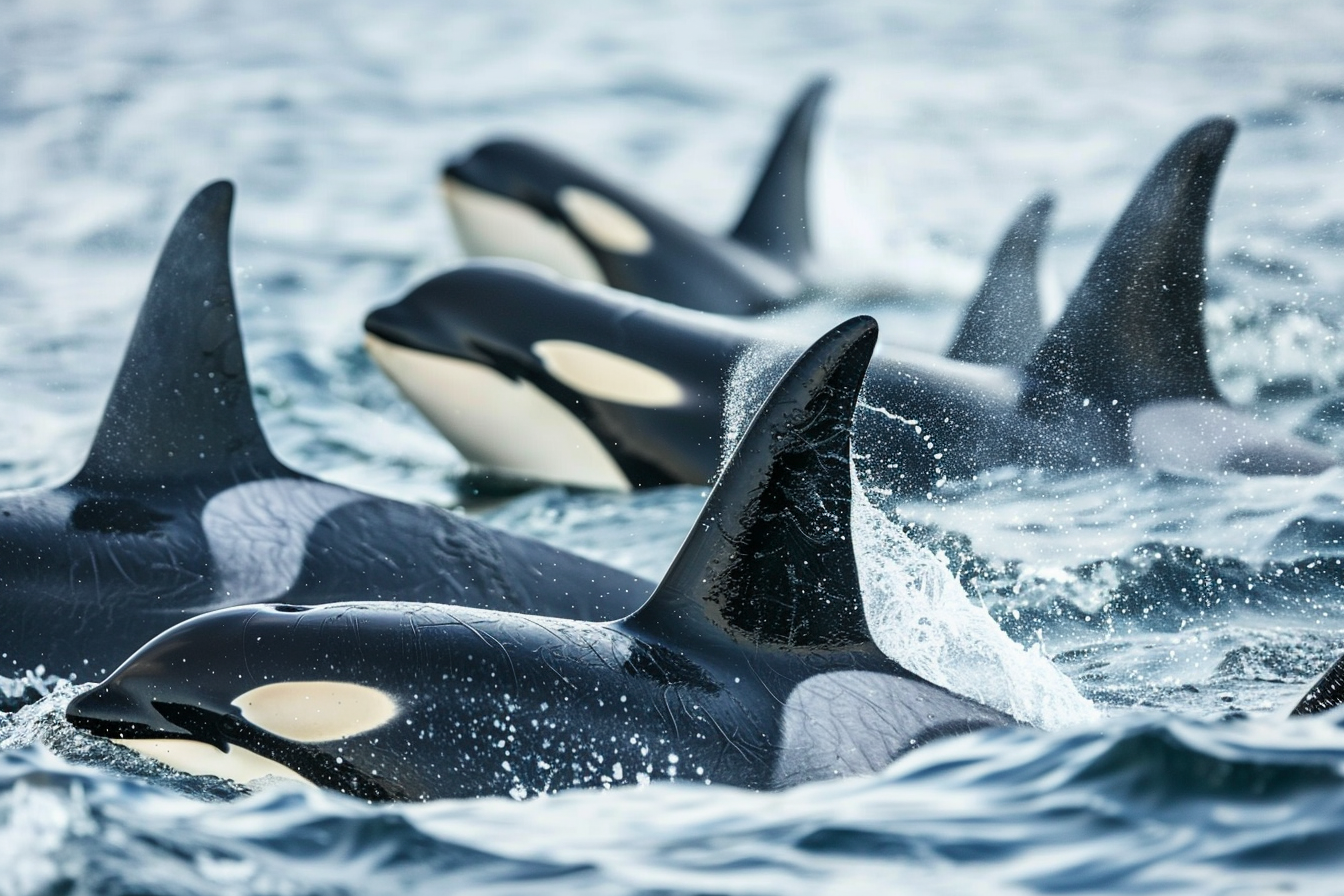 Image gratuite Groupe d&rsquo;orques nageant 2