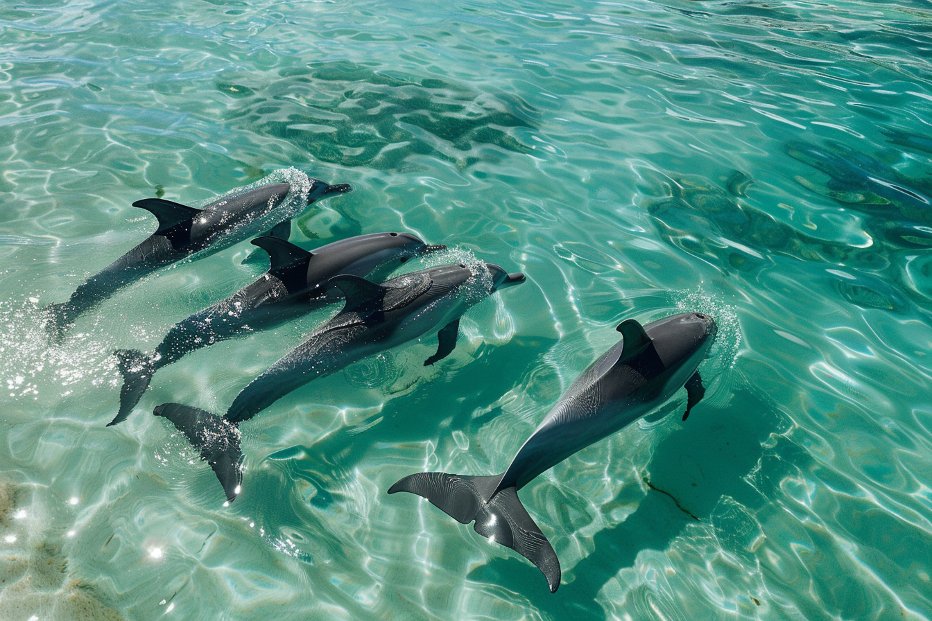 Image gratuite Groupe de dauphins dans des eaux cristallines 2