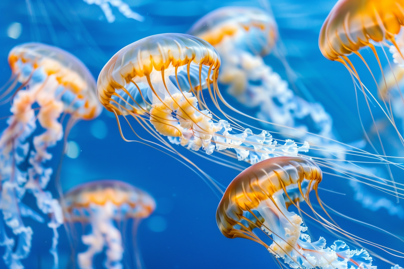 Image gratuite Groupe de méduses dans des eaux bleues claires 1