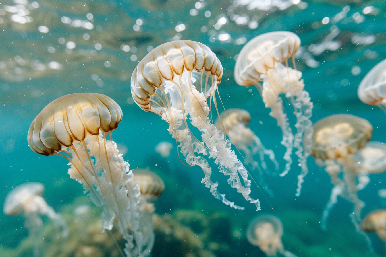 Image gratuite Groupe de méduses dans des eaux bleues claires 3