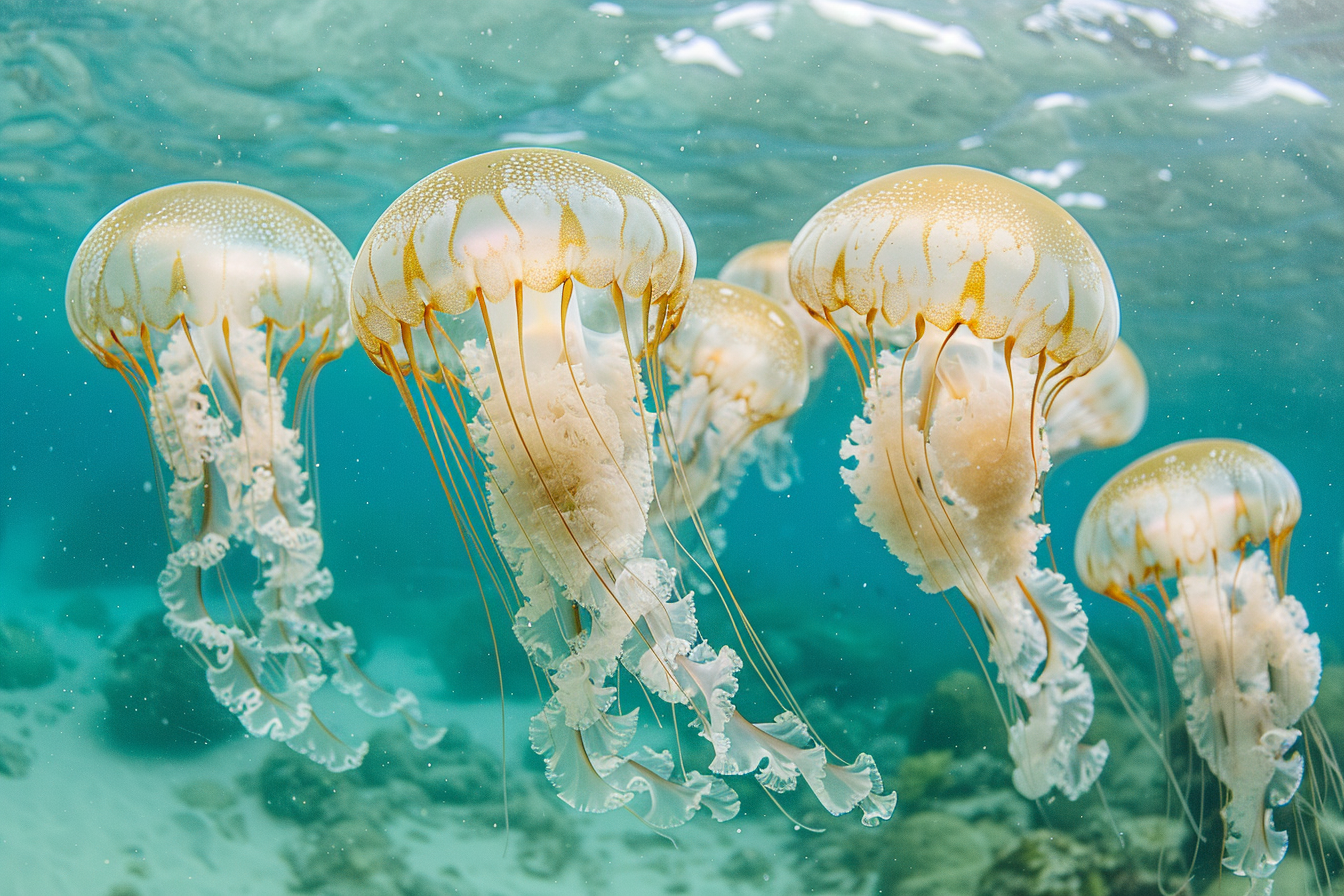 Image gratuite Groupe de méduses dans des eaux bleues claires 5