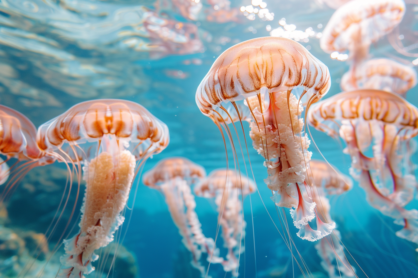 Image gratuite Groupe de méduses dans des eaux bleues claires 6