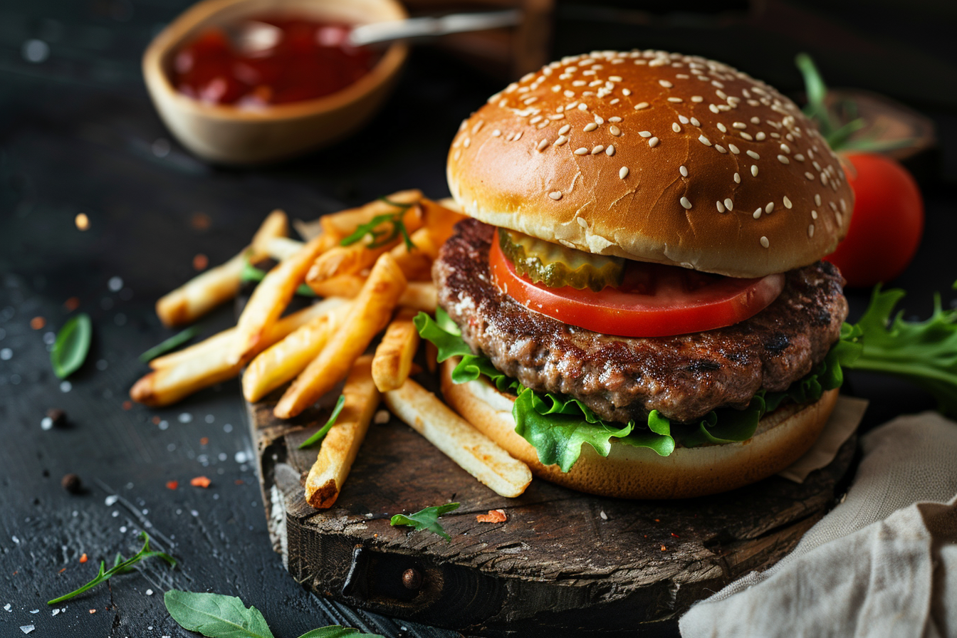 Image gratuite Hamburger avec des frites 1