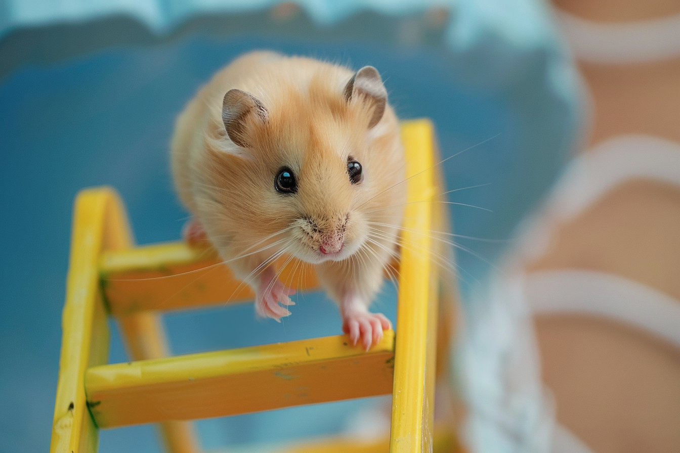 Image gratuite Hamster grimpant une échelle 2