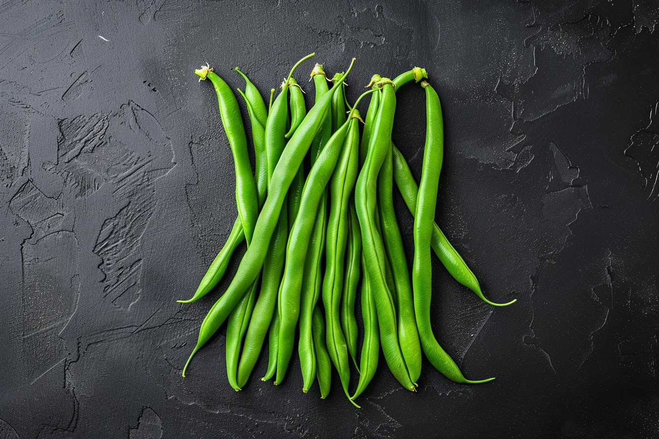 Image gratuite Haricots verts sur fond noir 1