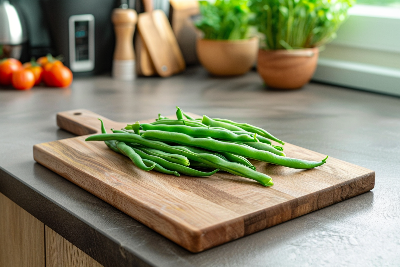 Image gratuite Haricots verts sur planche en bois 2